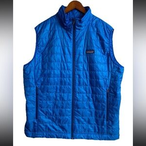 PATAGONIA Men’s Blue Nano Puff Vest Size Large Packable Primaloft EUC